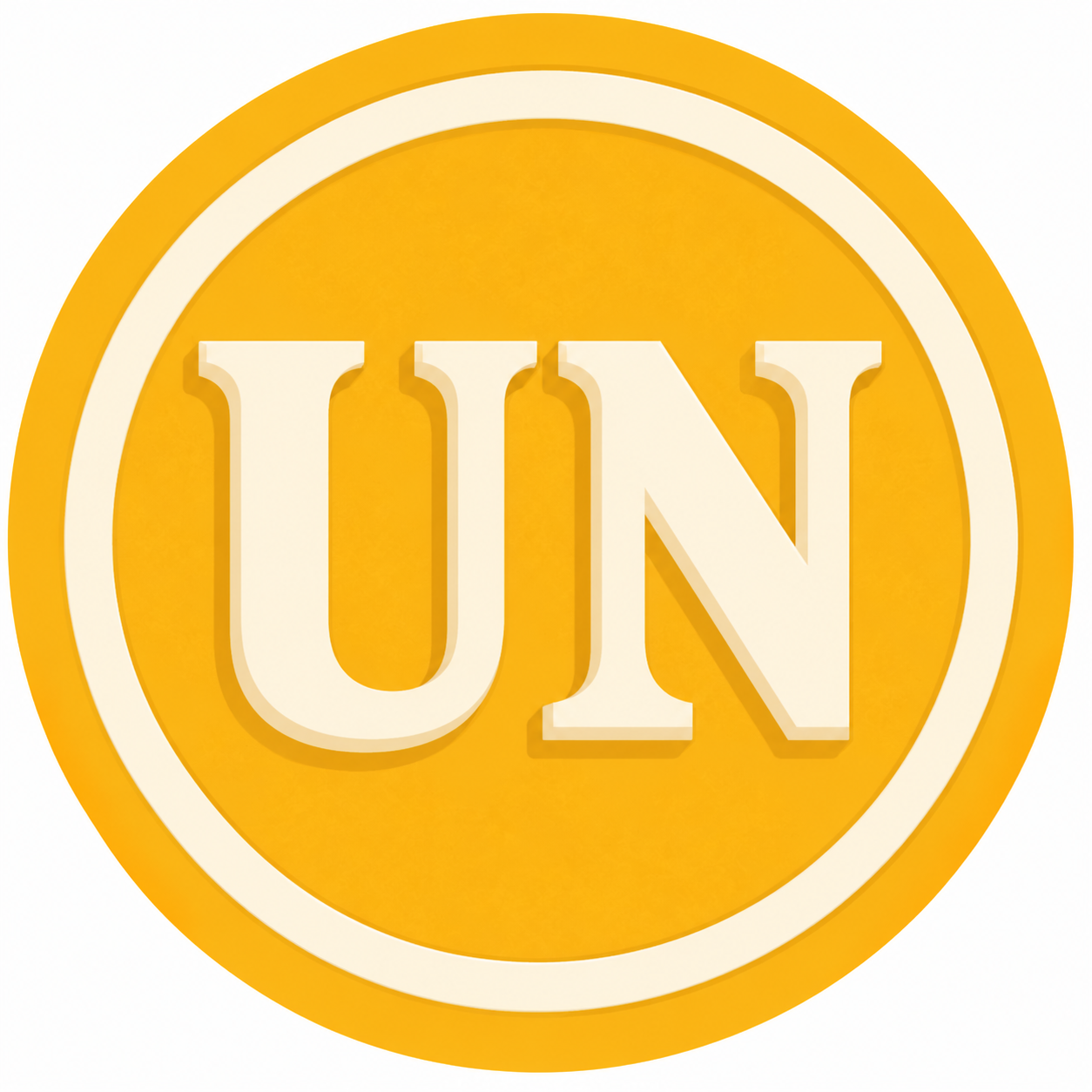 Golden token with the letters UN